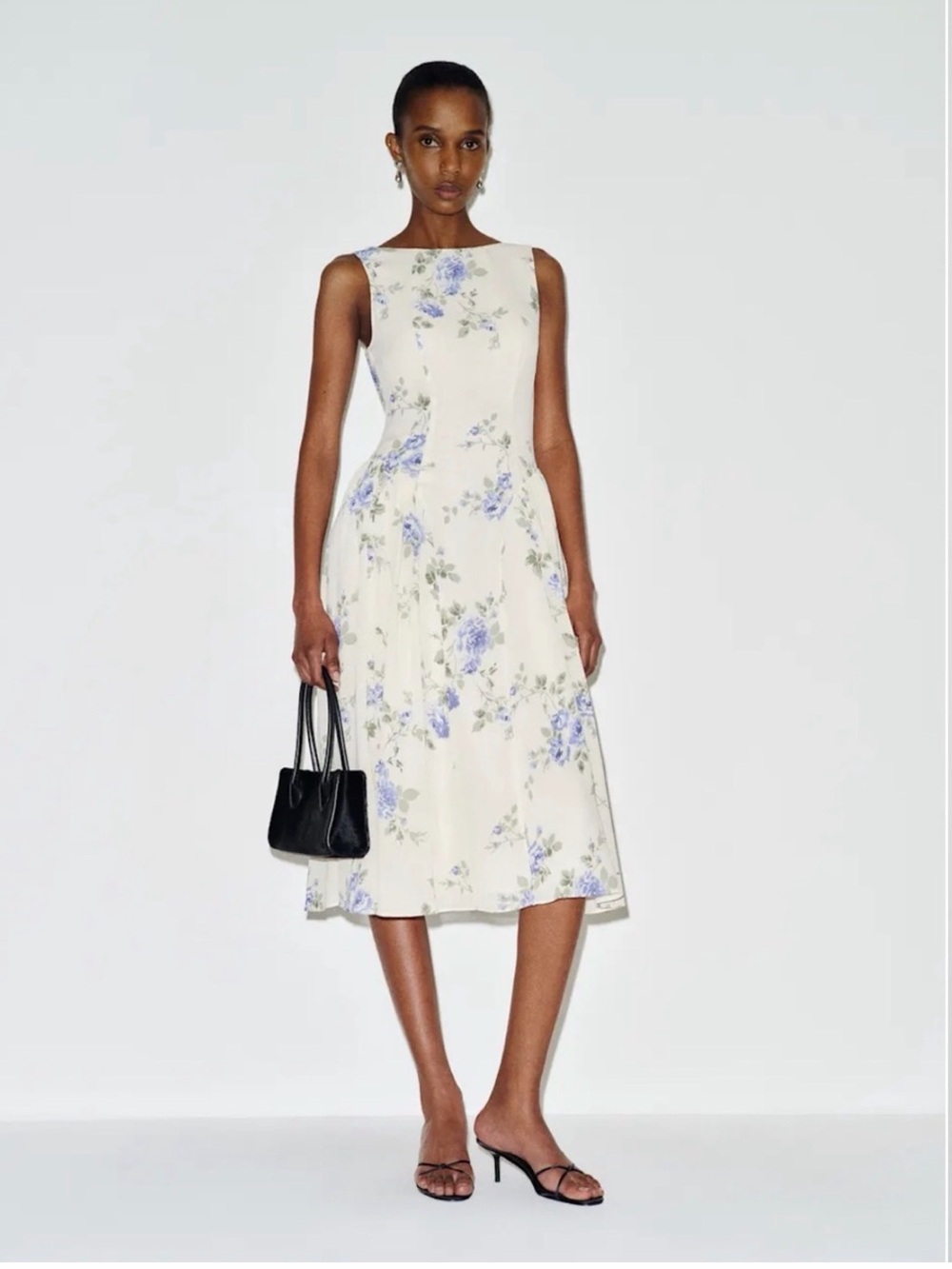 Reformation Anelis Dress Sleeveless Cream Floral Midi Dress size8